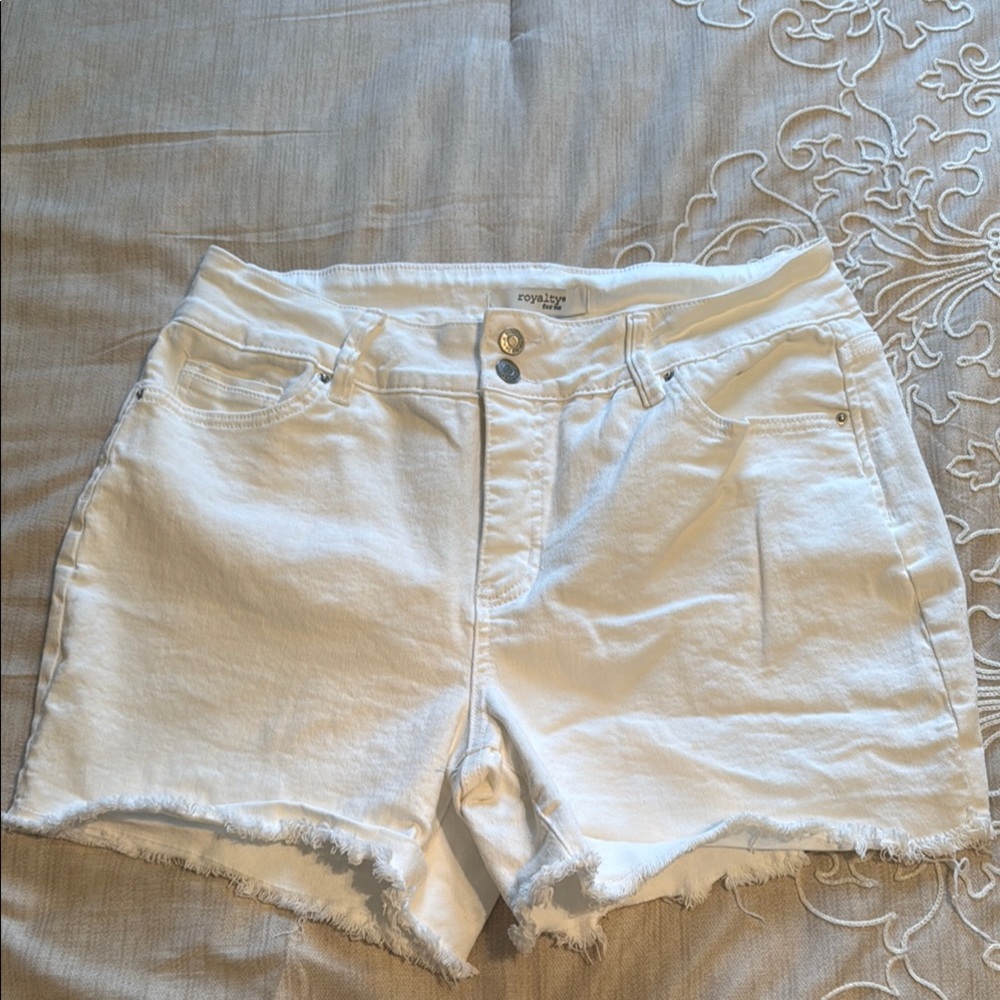 Royalty For Me White Jean Shorts Distressed Style